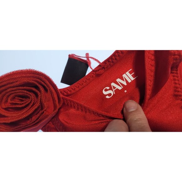 SAME Los Angeles Bottom Swim  Womens High Rise Rosette Red  Small - Picture 3 of 4